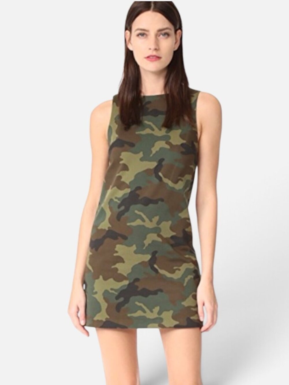 Alice + Olivia Clyde Camo Print Shift Dress In Army Multi